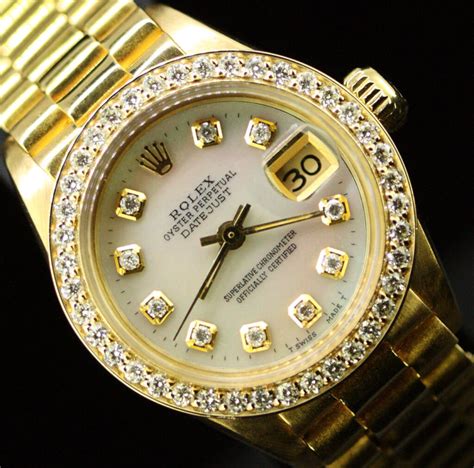 rolex datejust gold 1994 leather crocodile|rolex diamond dial bezel.